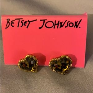 Betsey Johnson Leopard Print stud Earrings